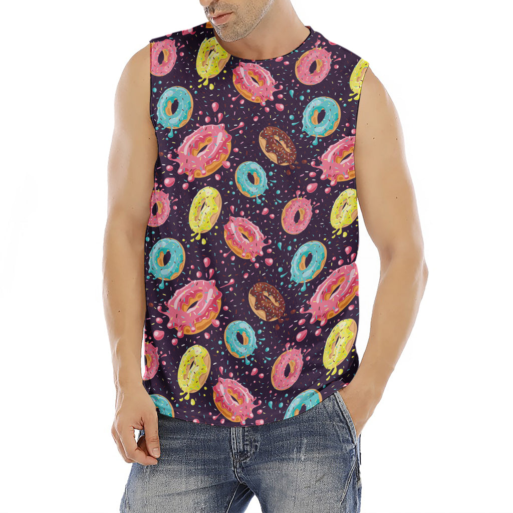 Sprinkles Donut Pattern Print Men's Fitness Tank Top