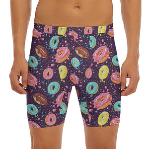 Sprinkles Donut Pattern Print Men's Long Boxer Briefs