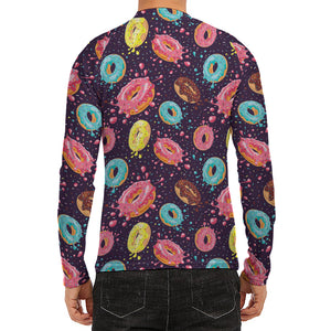 Sprinkles Donut Pattern Print Men's Long Sleeve Rash Guard