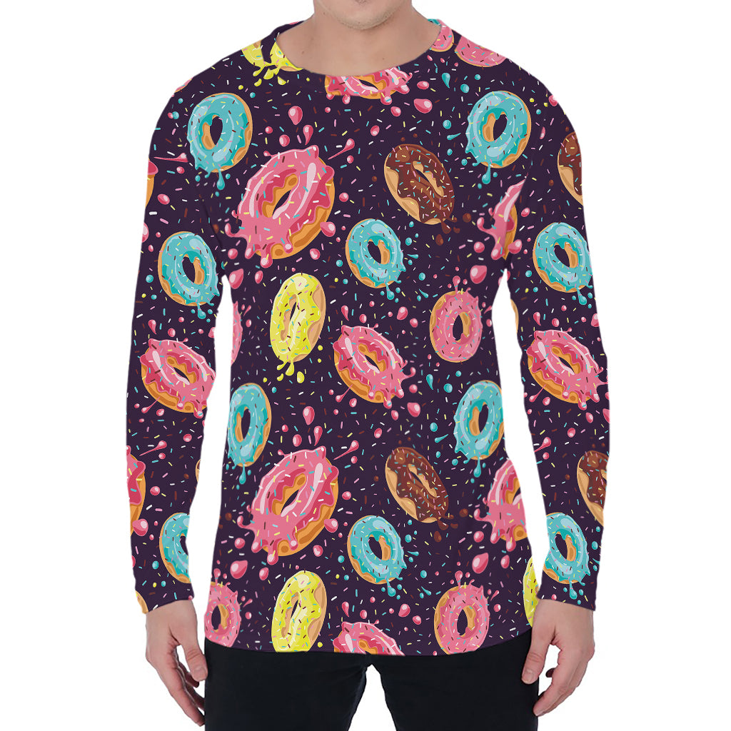 Sprinkles Donut Pattern Print Men's Long Sleeve T-Shirt