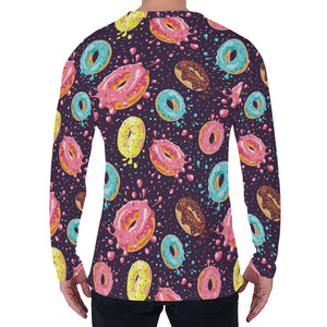 Sprinkles Donut Pattern Print Men's Long Sleeve T-Shirt