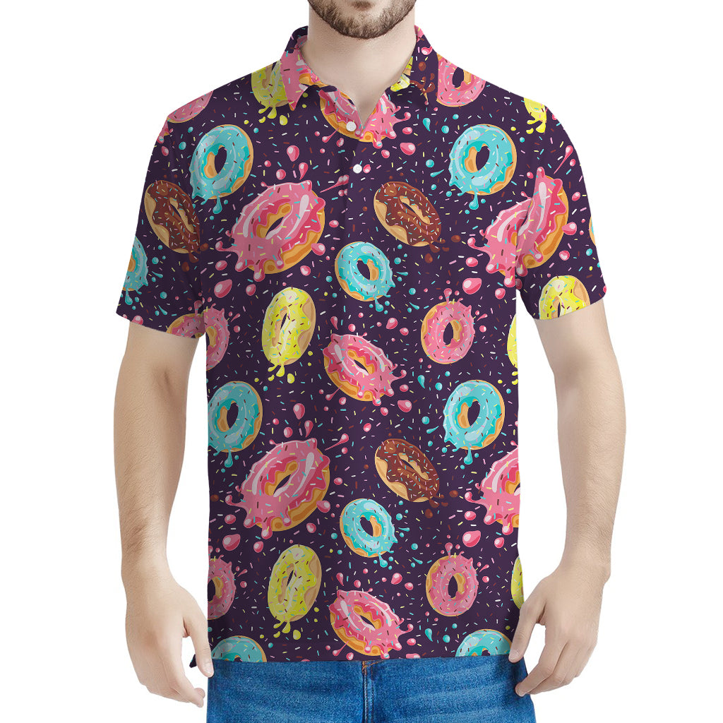 Sprinkles Donut Pattern Print Men's Polo Shirt