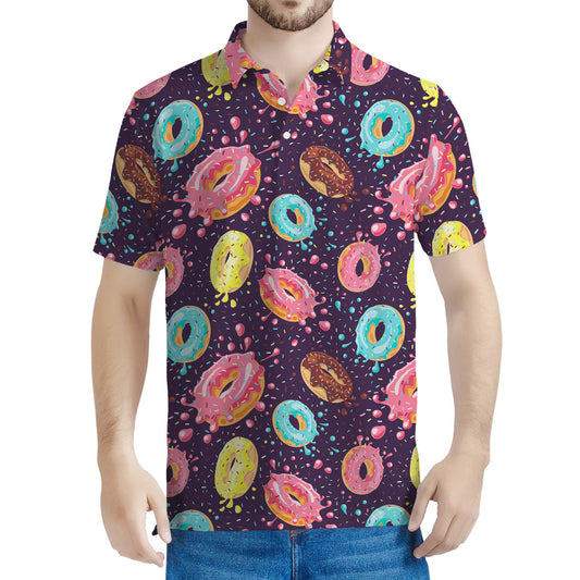 Sprinkles Donut Pattern Print Men's Polo Shirt