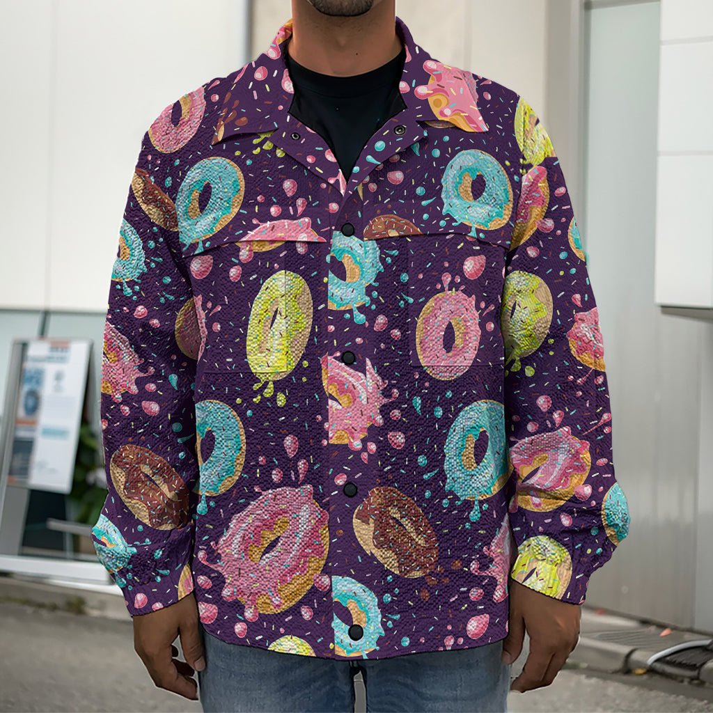 Sprinkles Donut Pattern Print Men's Shirt Jacket