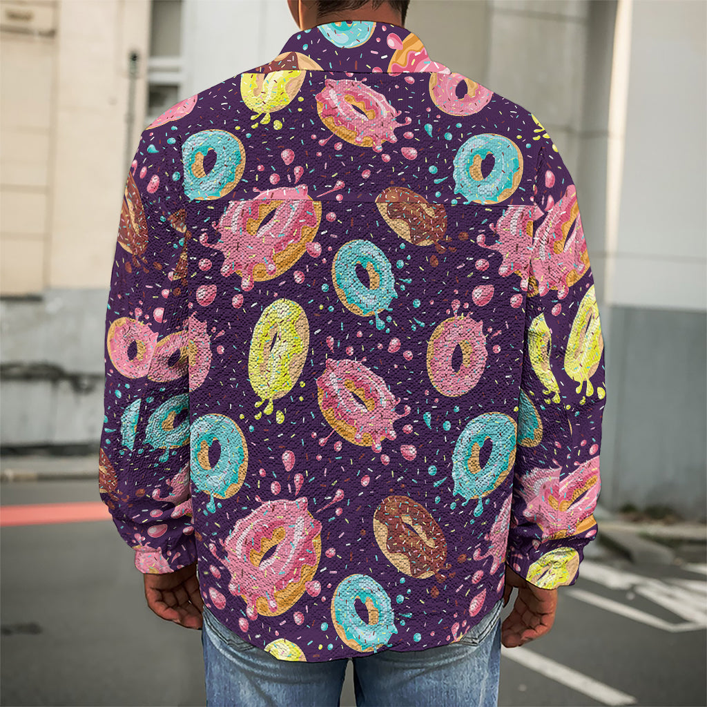 Sprinkles Donut Pattern Print Men's Shirt Jacket