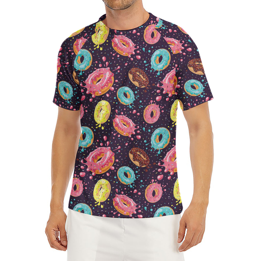 Sprinkles Donut Pattern Print Men's Short Sleeve Rash Guard