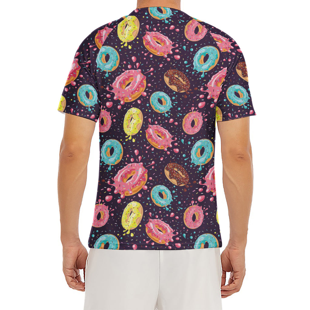 Sprinkles Donut Pattern Print Men's Short Sleeve Rash Guard