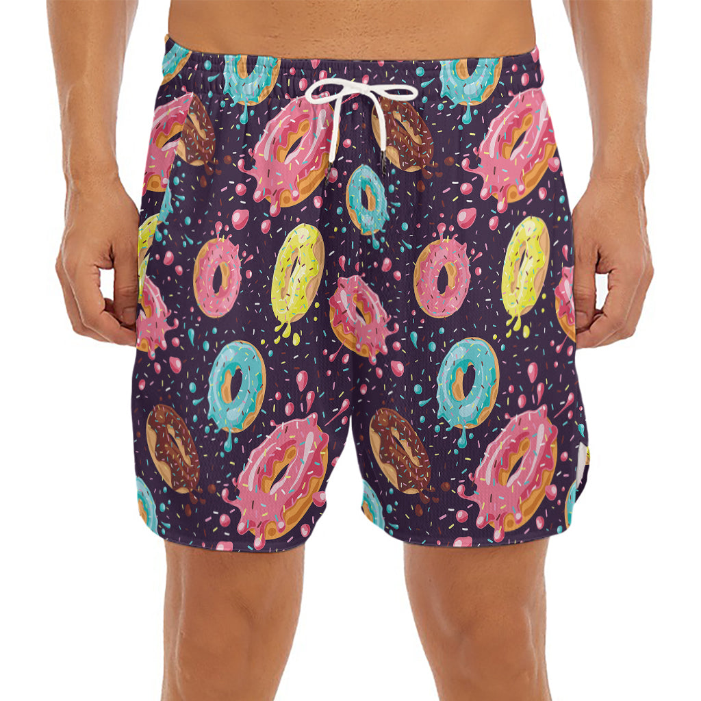 Sprinkles Donut Pattern Print Men's Split Running Shorts