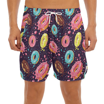 Sprinkles Donut Pattern Print Men's Split Running Shorts