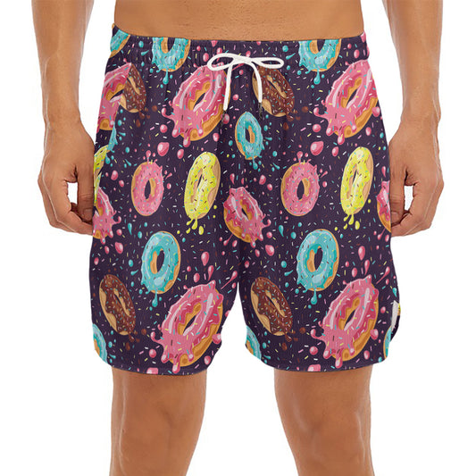 Sprinkles Donut Pattern Print Men's Split Running Shorts