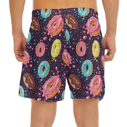 Sprinkles Donut Pattern Print Men's Split Running Shorts