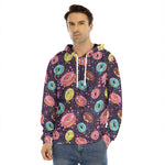 Sprinkles Donut Pattern Print Men's Velvet Pullover Hoodie