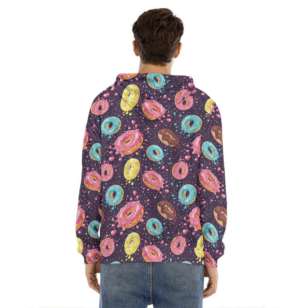 Sprinkles Donut Pattern Print Men's Velvet Pullover Hoodie