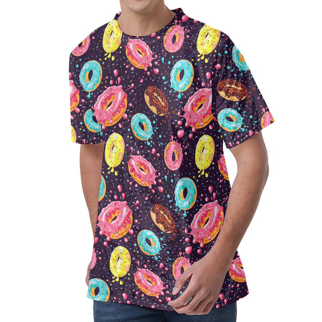 Sprinkles Donut Pattern Print Men's Velvet T-Shirt