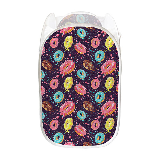 Sprinkles Donut Pattern Print Mesh Laundry Hamper