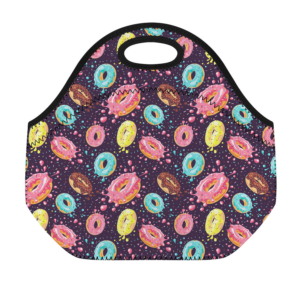 Sprinkles Donut Pattern Print Neoprene Lunch Bag