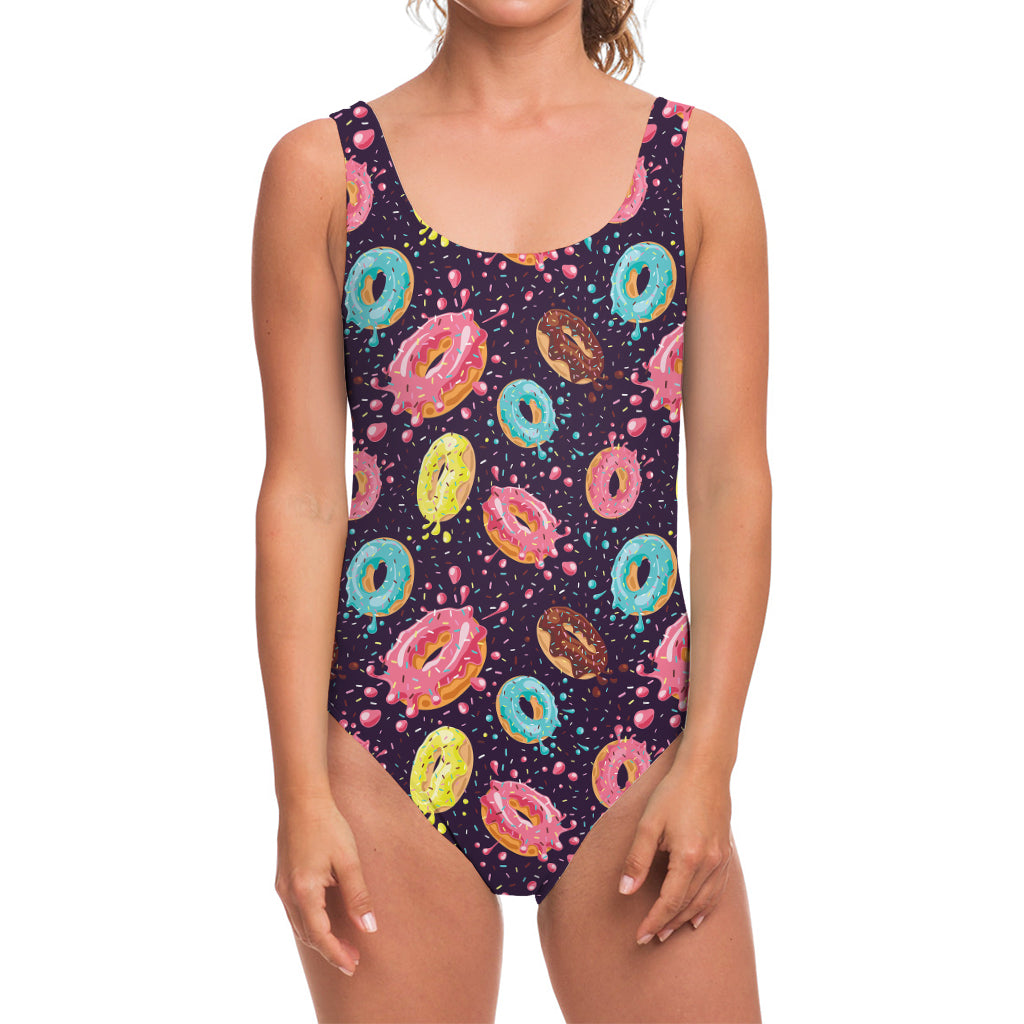 Sprinkles Donut Pattern Print One Piece Swimsuit