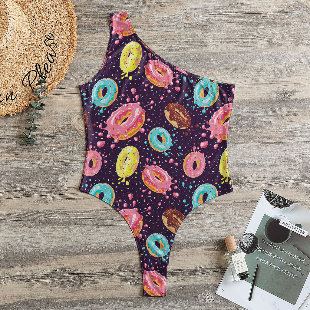 Sprinkles Donut Pattern Print One Shoulder Bodysuit