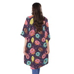 Sprinkles Donut Pattern Print Open Front Beach Cover Up