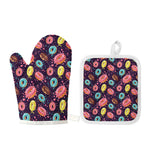 Sprinkles Donut Pattern Print Oven Mitt And Pot Holder Set