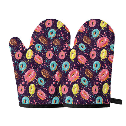 Sprinkles Donut Pattern Print Oven Mitts