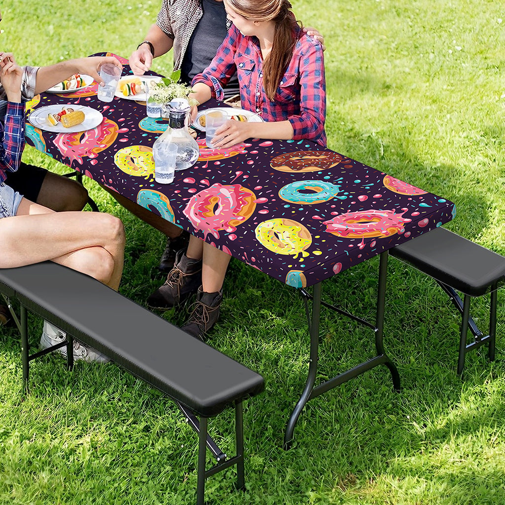 Sprinkles Donut Pattern Print Picnic Table Cover