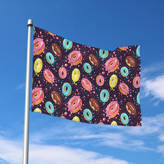 Sprinkles Donut Pattern Print Polyester Flag