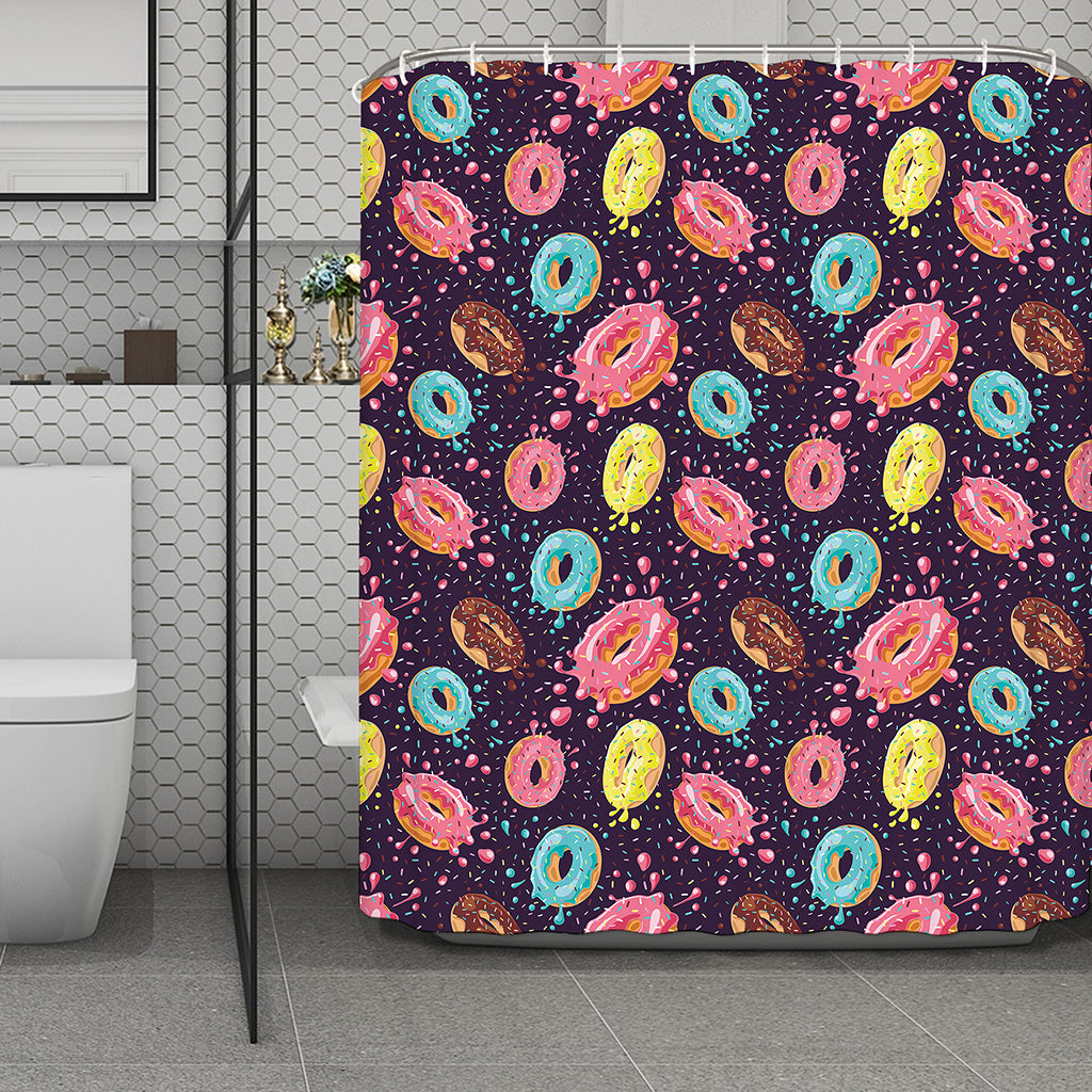 Sprinkles Donut Pattern Print Polyester Shower Curtain