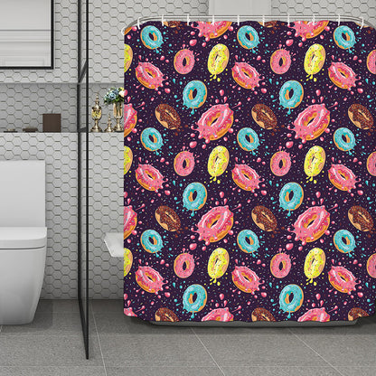 Sprinkles Donut Pattern Print Polyester Shower Curtain