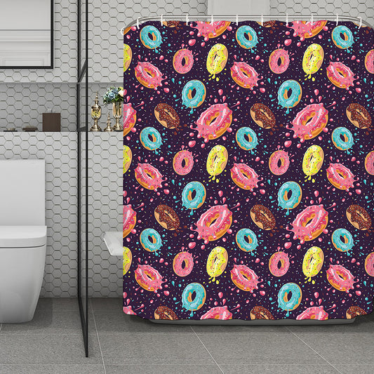 Sprinkles Donut Pattern Print Polyester Shower Curtain