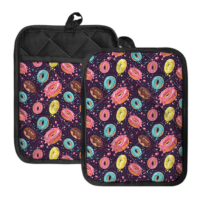 Sprinkles Donut Pattern Print Pot Holders With Pocket