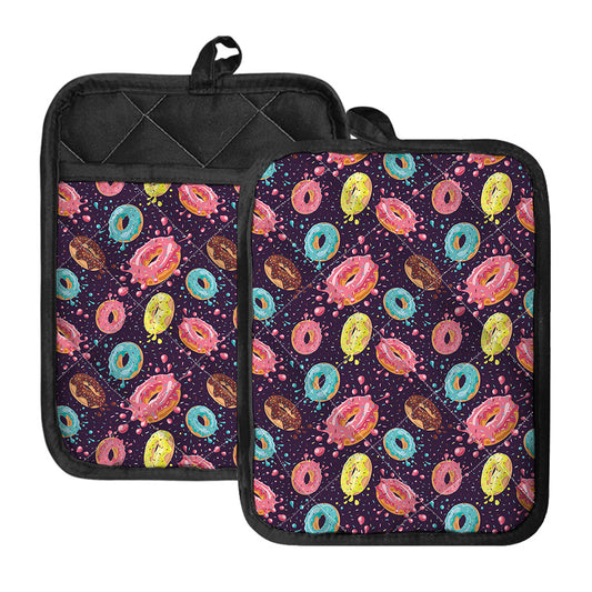 Sprinkles Donut Pattern Print Pot Holders With Pocket