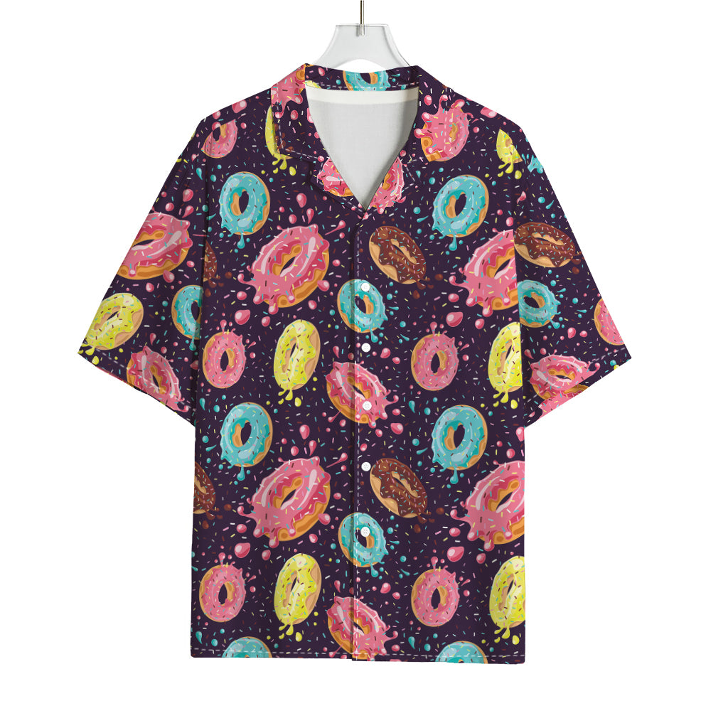 Sprinkles Donut Pattern Print Rayon Hawaiian Shirt