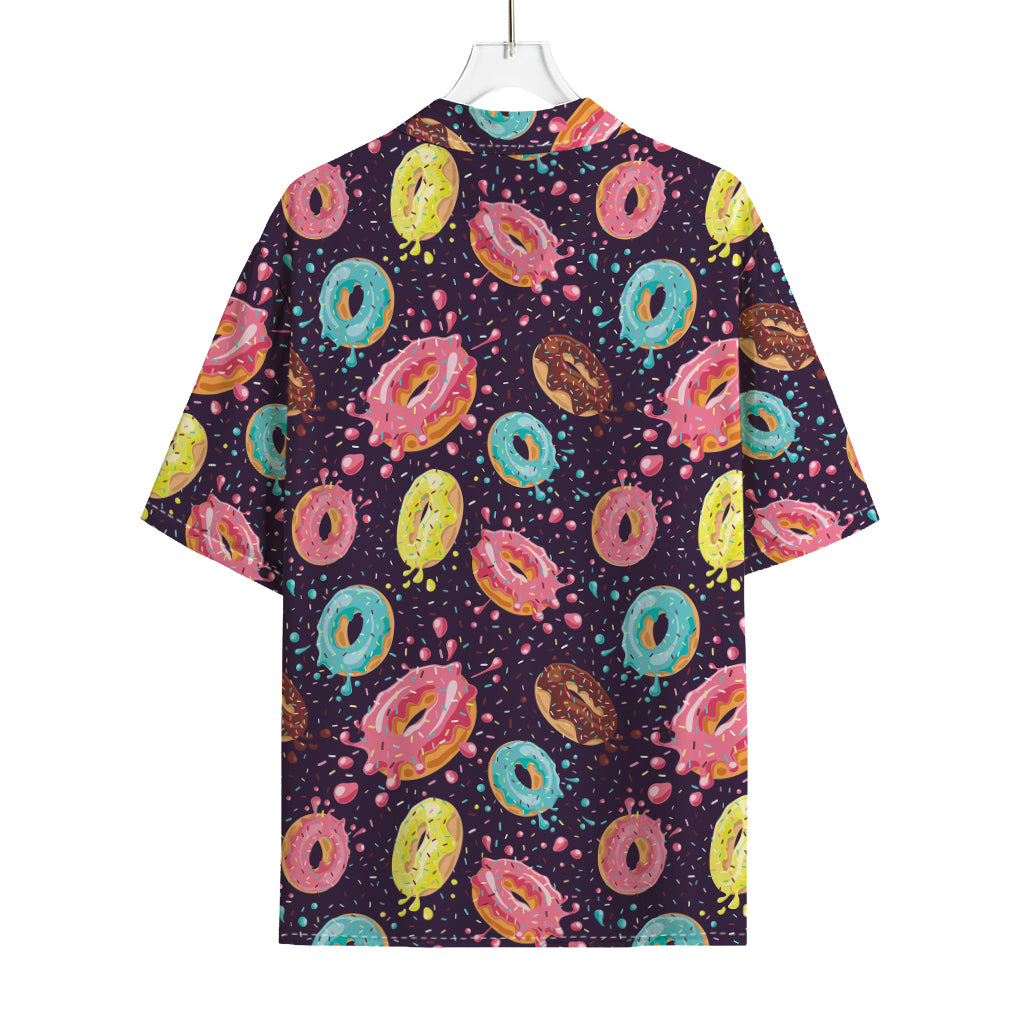 Sprinkles Donut Pattern Print Rayon Hawaiian Shirt