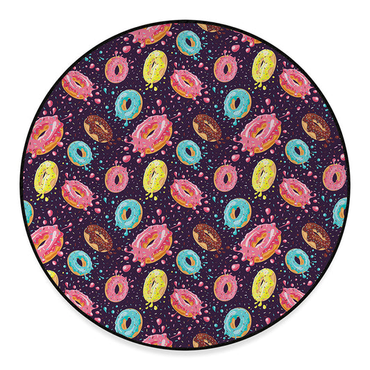 Sprinkles Donut Pattern Print Round Floor Mat