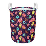 Sprinkles Donut Pattern Print Round Laundry Basket