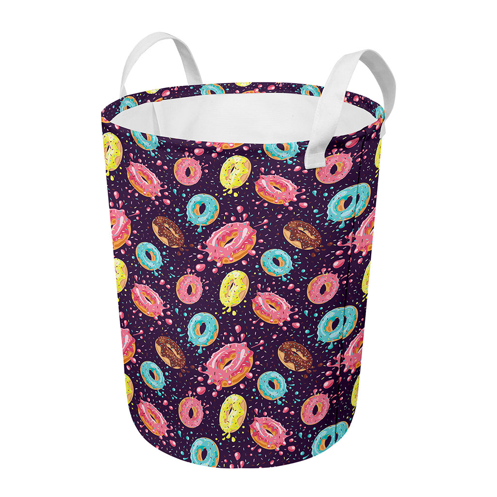 Sprinkles Donut Pattern Print Round Laundry Basket