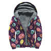 Sprinkles Donut Pattern Print Sherpa Lined Zip Up Hoodie