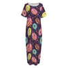 Sprinkles Donut Pattern Print Short Sleeve Long Nightdress