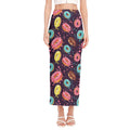 Sprinkles Donut Pattern Print Side Slit Maxi Skirt
