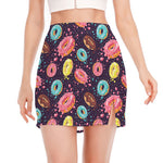 Sprinkles Donut Pattern Print Side Slit Mini Skirt