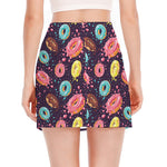 Sprinkles Donut Pattern Print Side Slit Mini Skirt