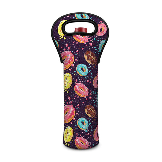 Sprinkles Donut Pattern Print Single Neoprene Wine Tote