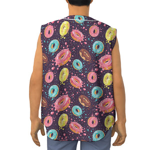 Sprinkles Donut Pattern Print Sleeveless Baseball Jersey