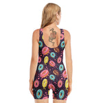 Sprinkles Donut Pattern Print Sleeveless One Piece Swimsuit