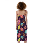 Sprinkles Donut Pattern Print Slim Fit Midi Cami Dress