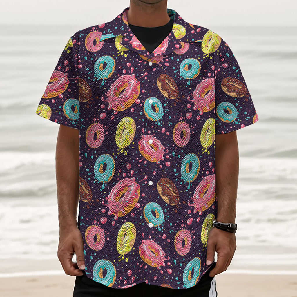 Sprinkles Donut Pattern Print Textured Short Sleeve Shirt