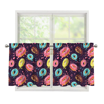 Sprinkles Donut Pattern Print Tier Curtains
