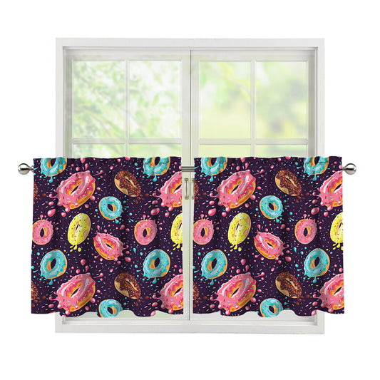 Sprinkles Donut Pattern Print Tier Curtains