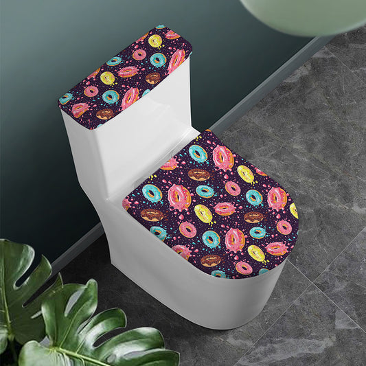 Sprinkles Donut Pattern Print Toilet Lid And Tank Cover Set